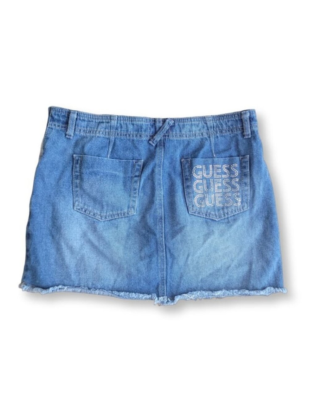Guess Denim Beaded Rhinestone Accent Mini Skirt Cotton (12)